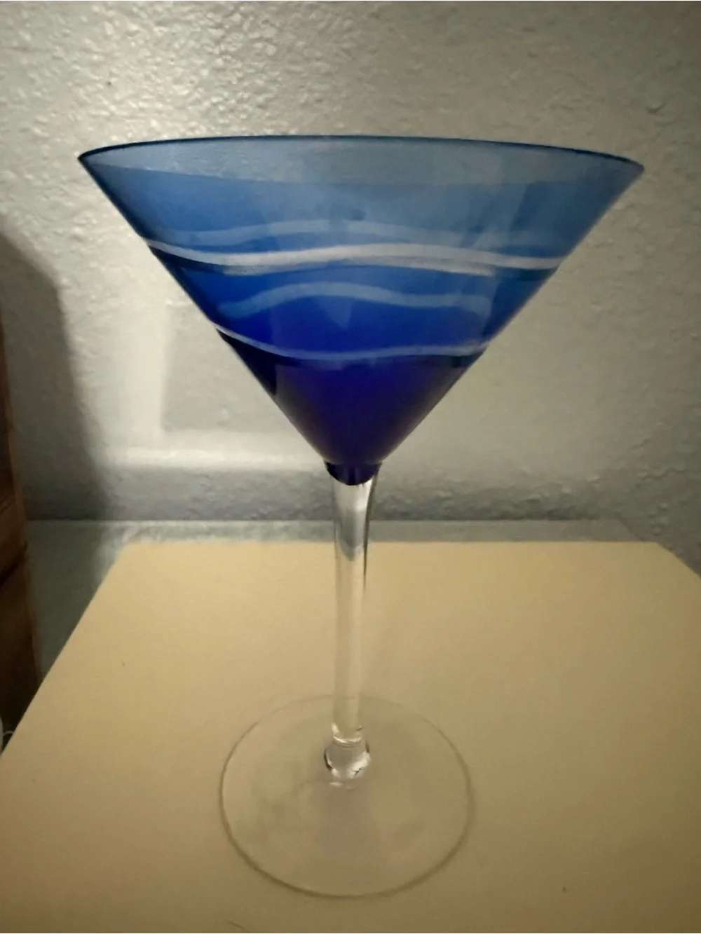 Pier 1 Blue and Green Wave Band Martini Glasses